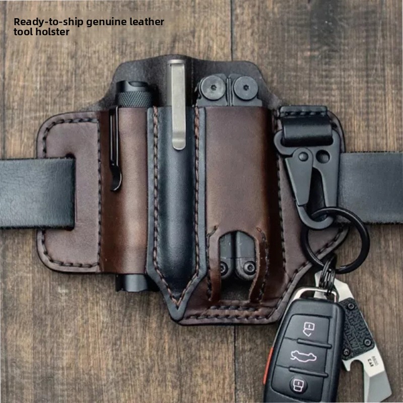 Edc Carry Pocket - レザーEDCツールポーチ アウトドアタクティカル懐中電灯ホルダー ウエストバッグ キャンプ ハイキング サバイバル用
