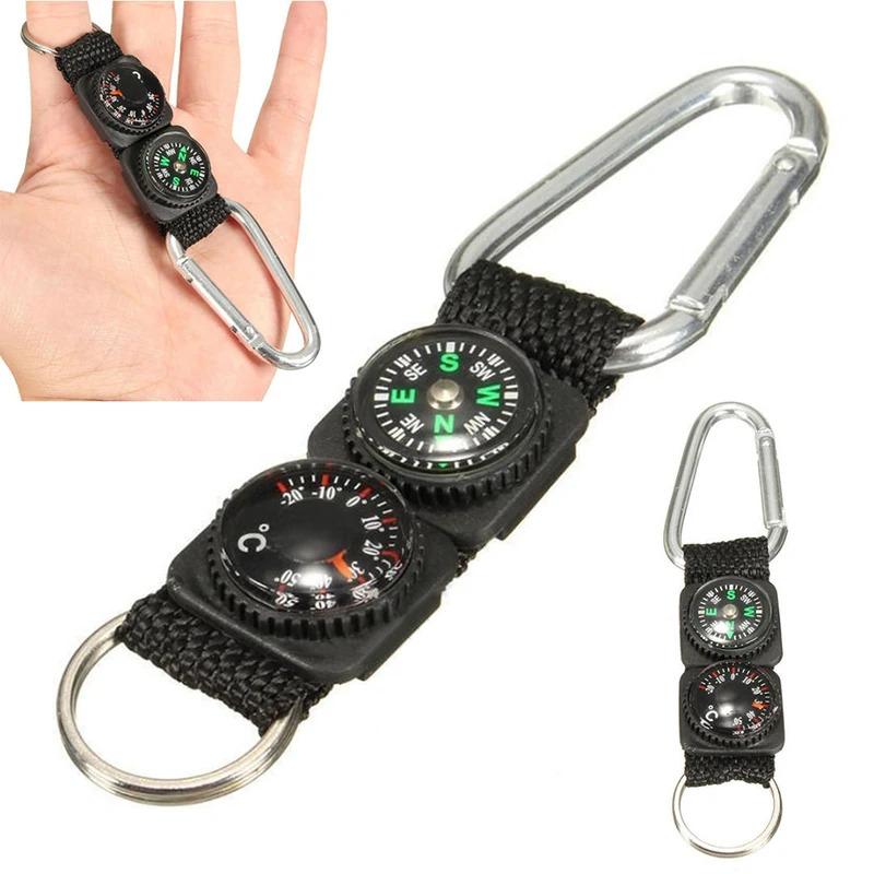 Compass Keychain Mini - 1pc ユニバーサル多機能 3 で 1 キャンプ登山ハイキングミニカラビナ