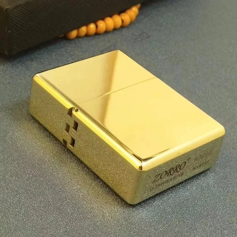 Lighter Insert Zippo - ZORRO 912S ヘビーデューティーアーマー真鍮/チタン製防風ケロシンライター；3/5ヒンジ付きメタルガソリンライター男性用ギフト