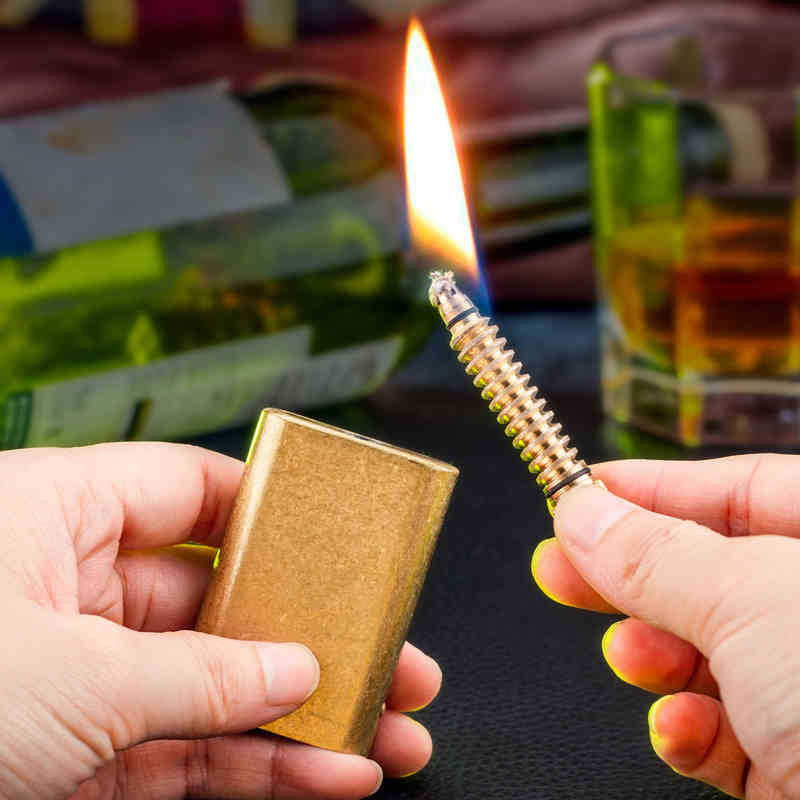 Lighter Insert Zippo - ゾロオリジナル純銅マッチレトロ灯油オイルタバコライタープル点火火男性用喫煙ツール男性へのギフト