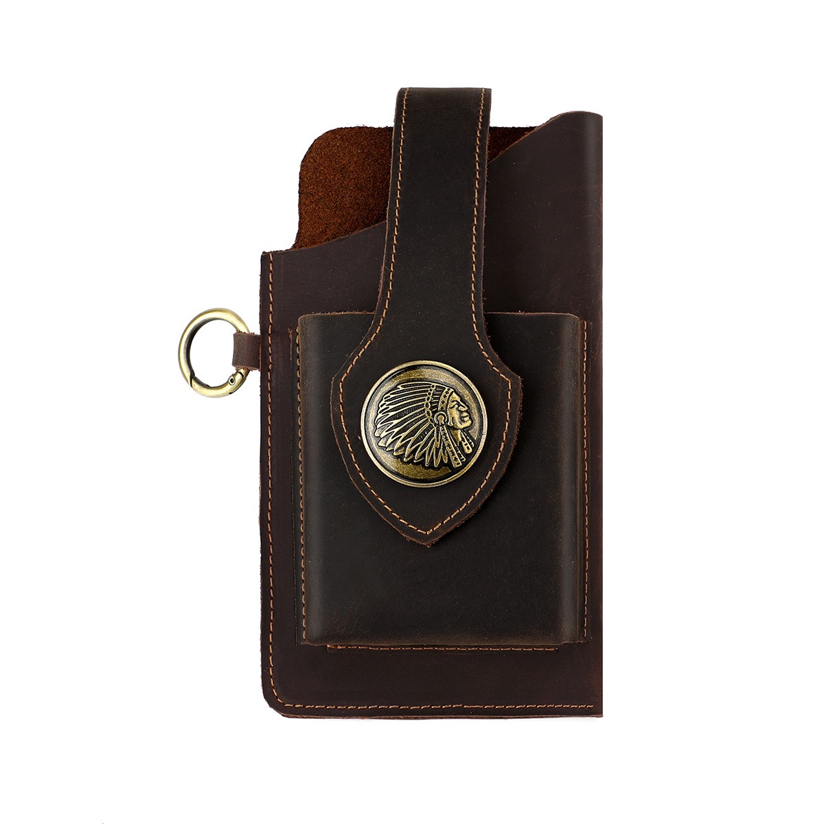 Leather Edc. Carry Pouch - メンズ用レザーベルトに通せる携帯電話用ポーチ、ウエストに装着できるホルスター、スマートフォン、タバコ、車の鍵などを収納できる多機能バッグ、アウトドア用EDCベルトバッグ。