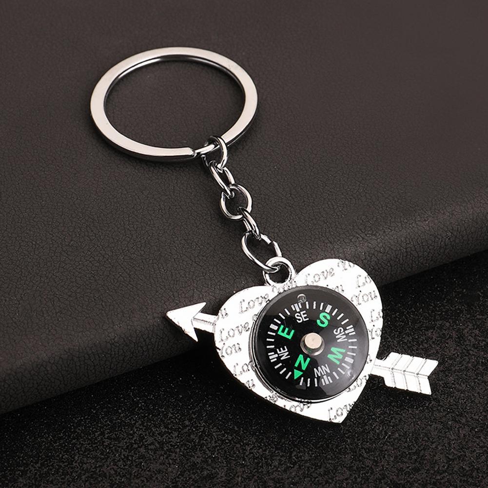 Compass Keychain Mini - 高級感のあるキーホルダー ミニ合金コンパスキーホルダー ハイキング アウトドア キャンプ バックパックチャーム