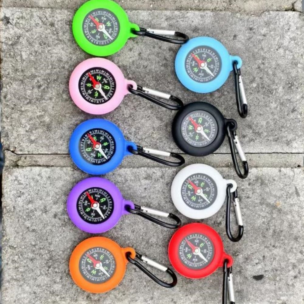 Compass Keychain Mini - ミニアウトドアサバイバルコンパスカラビナ（コンパス付き）9色展開 キャンプキーホルダー 88*42mm 登山ハイキングバックパックバックル