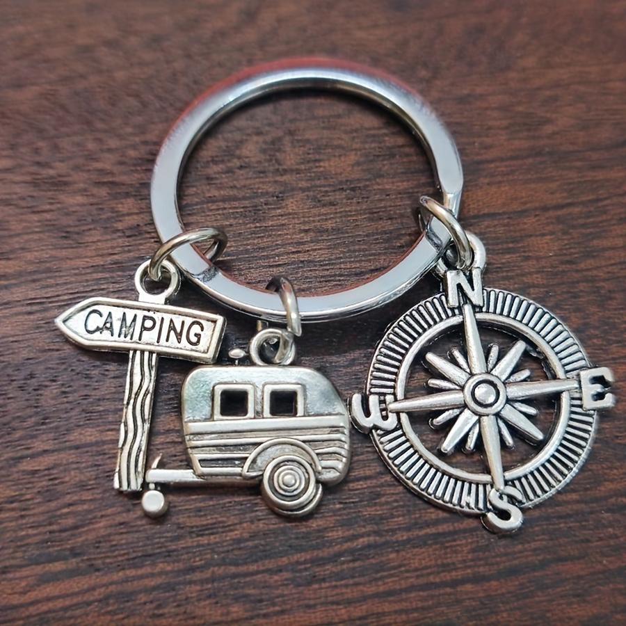 Compass Keychain Mini - 1/5/10/20/50/100個入り キャンプ用RVキーホルダー、キャンプ用方向指示コンパスキーリング、女性用バッグチャーム、ミックスカラーのミニアイテム