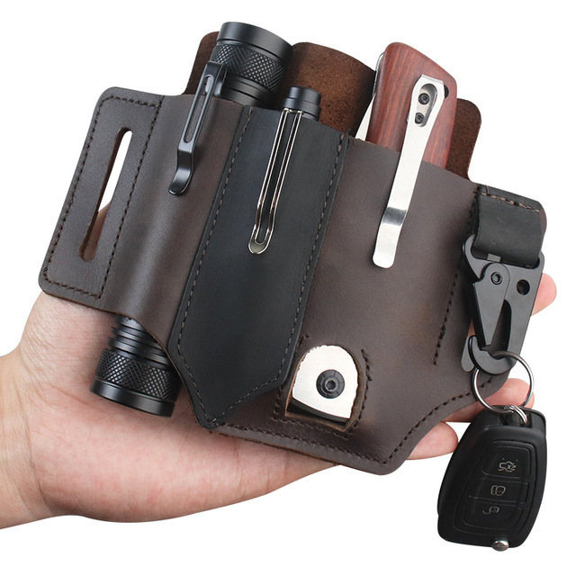 レザーEDCツールポーチ アウトドアタクティカル懐中電灯ホル - Edc Carry Pocket のレビューと価格