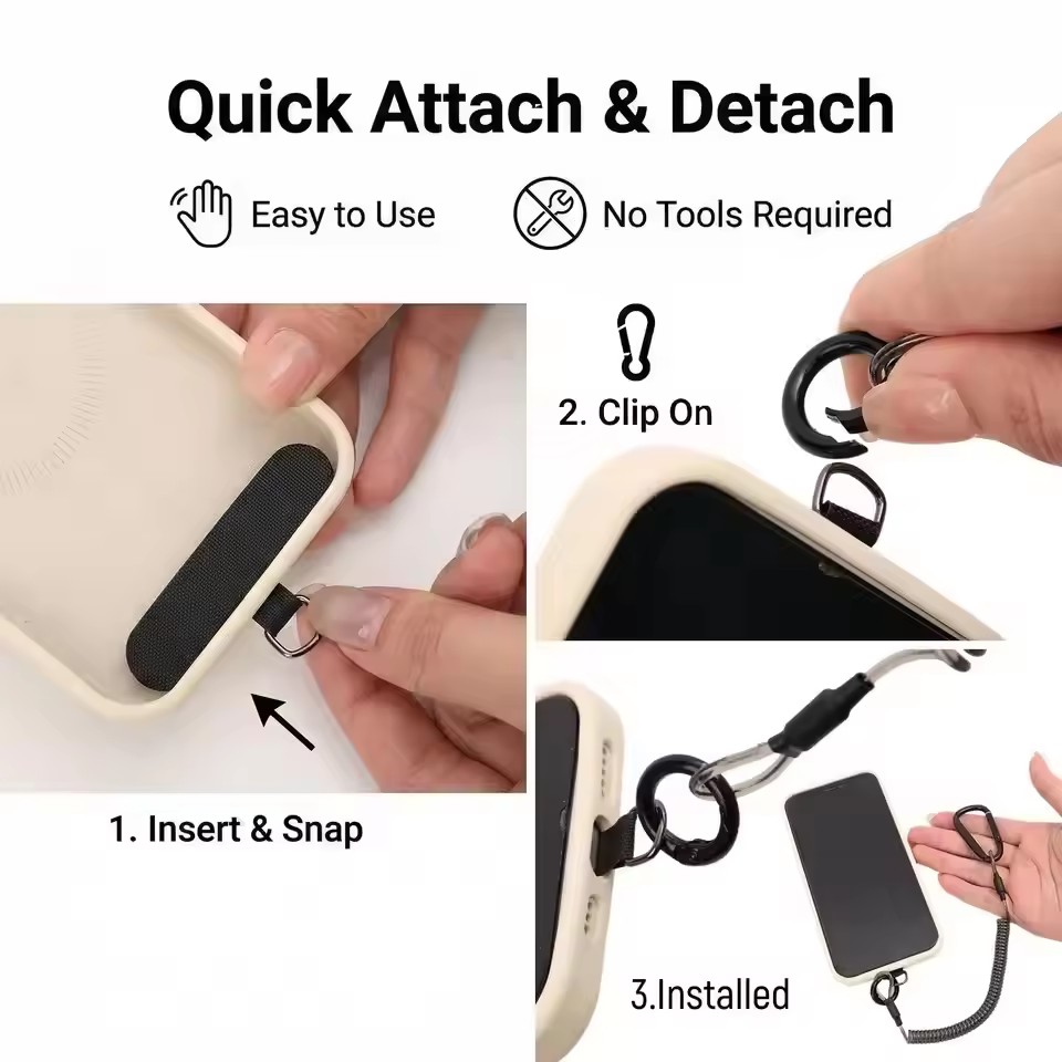 紛失防止フレキシブル携帯電話ロープ、パッチスプリングコード付 - Carabiner Keychain のレビューと価格