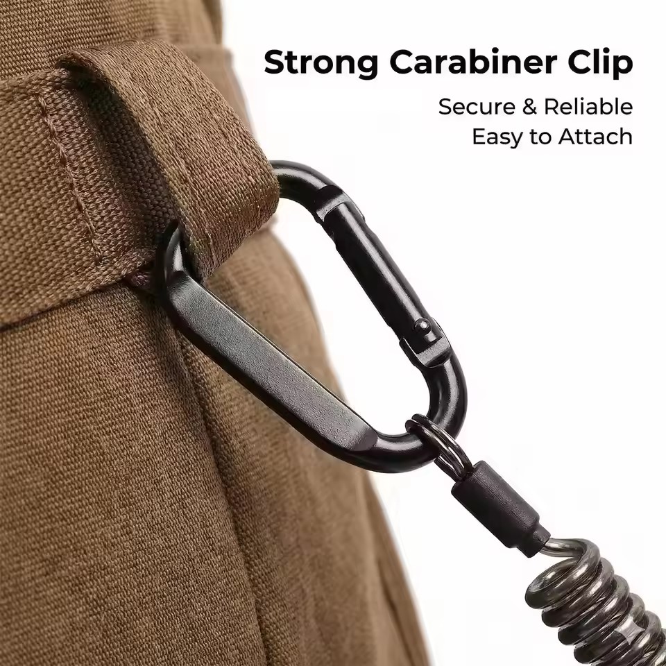 紛失防止フレキシブル携帯電話ロープ、パッチスプリングコード付 - Carabiner Keychain のレビューと価格