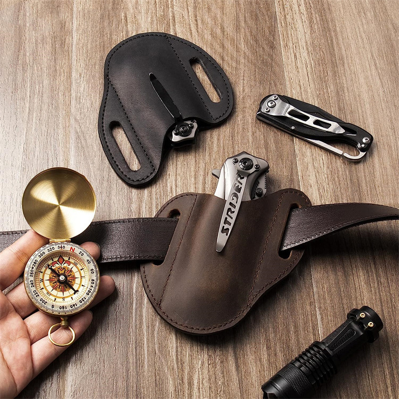 本革ケース折りたたみナイフホルダーヴィンテージ PU ナイフ - Edc Carry Belt のレビューと価格