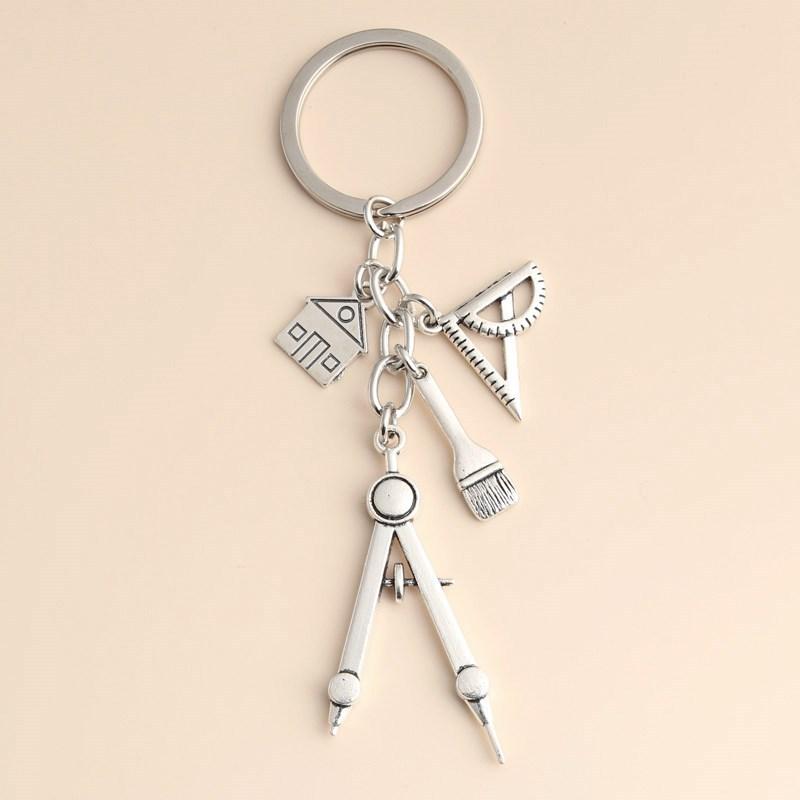 多機能シルバーキーホルダー三角定規ペイントコンパス1個ミニポ - Compass Keychain Mini のレビューと価格