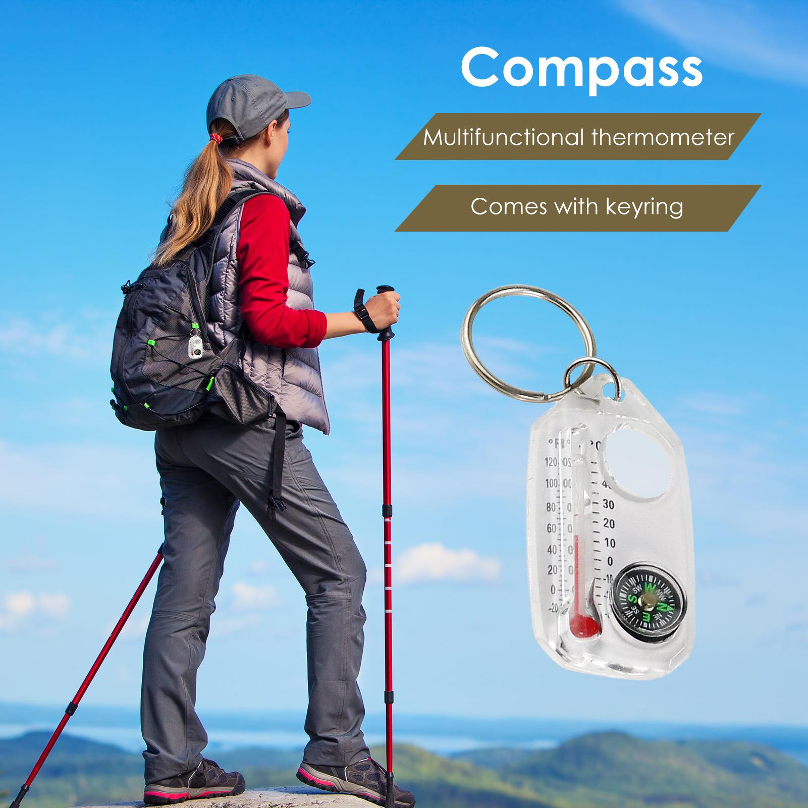 多機能ミニキーホルダーキャンプコンパス温度計屋外登山温度テス - Compass Keychain Mini のレビューと価格