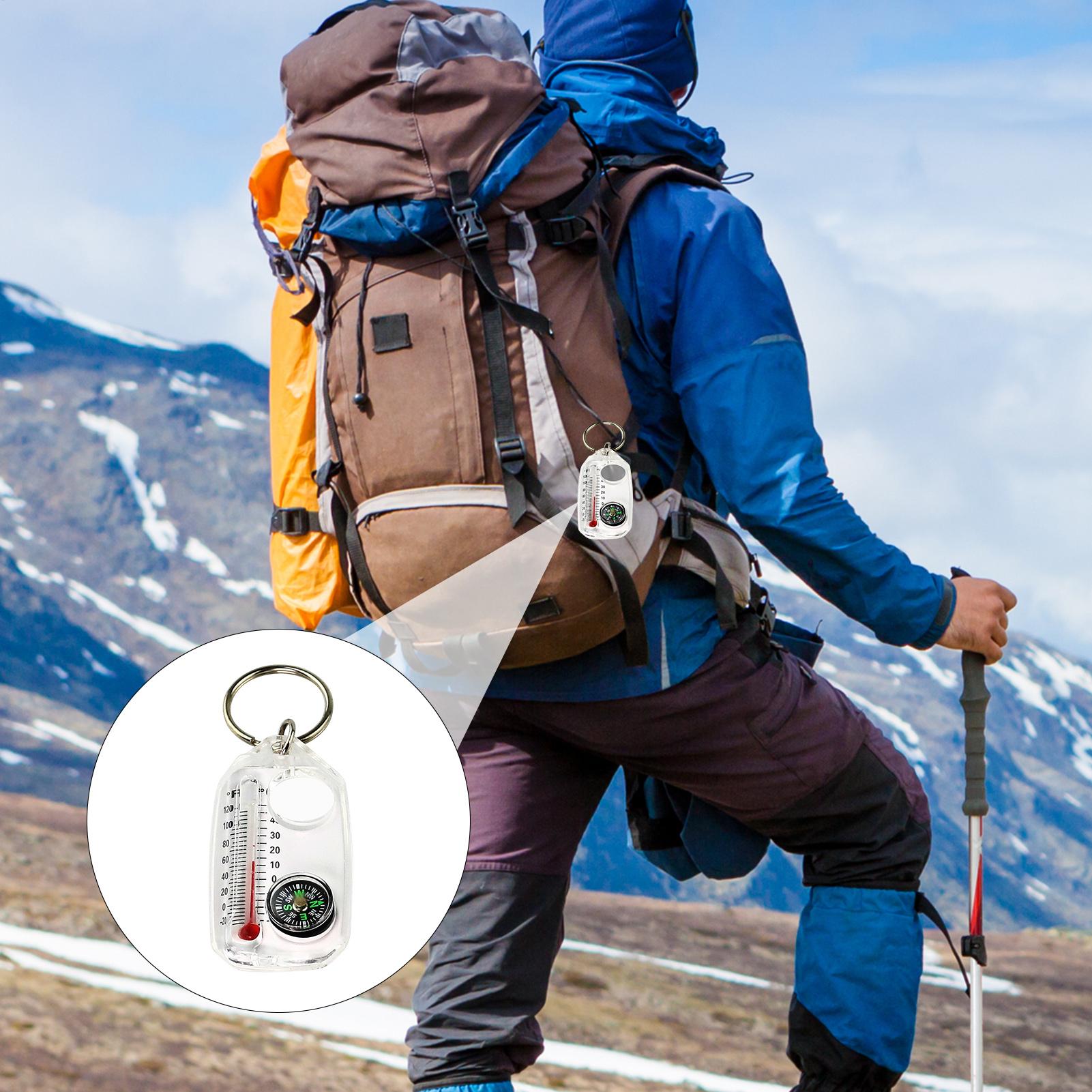 多機能ミニキーホルダーキャンプコンパス温度計屋外登山温度テス - Compass Keychain Mini のレビューと価格