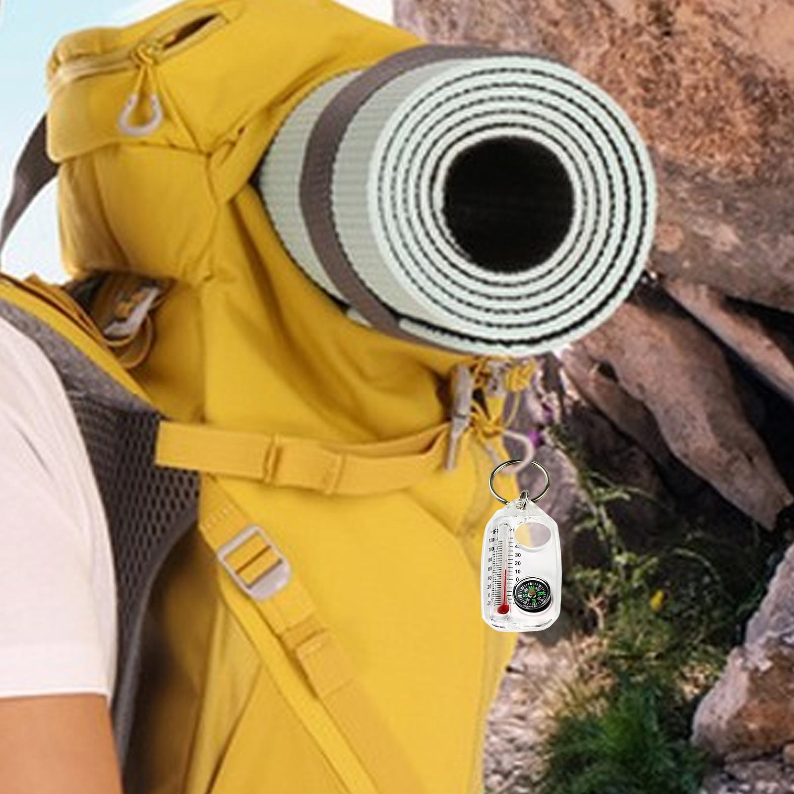 多機能ミニキーホルダーキャンプコンパス温度計屋外登山温度テス - Compass Keychain Mini のレビューと価格