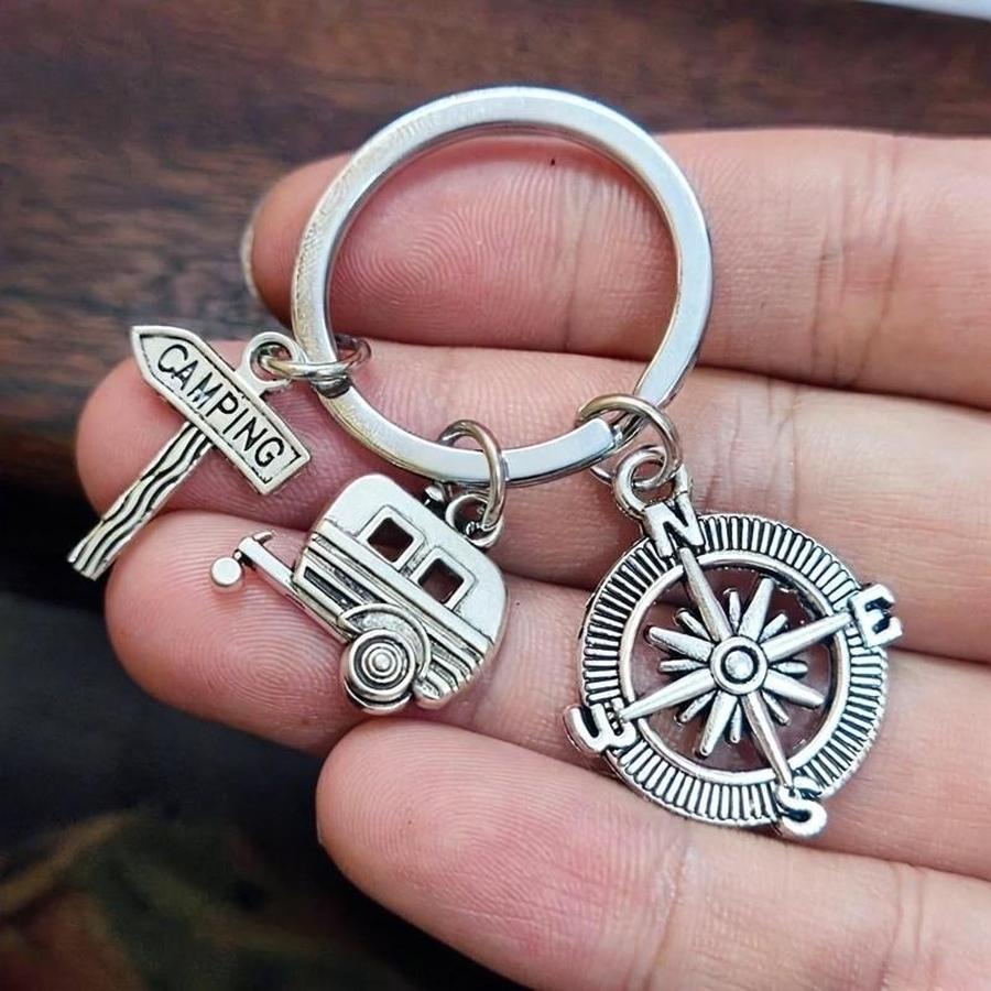 1/5/10/20/50/100個入り キャンプ用RVキーホ - Compass Keychain Mini のレビューと価格