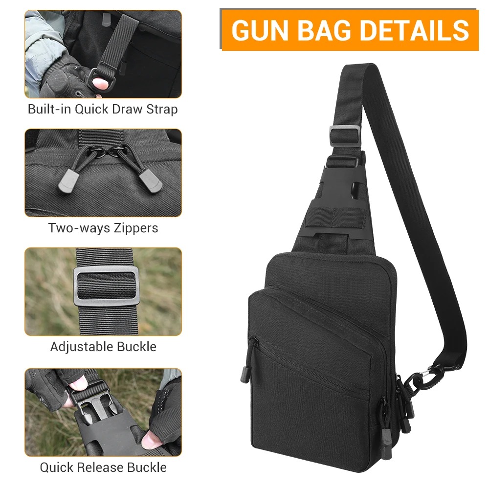 戦術ピストルガンバッグ、隠しキャリーガン収納ポーチ、ガンホル - Edc Concealed Carry Bag のレビューと価格
