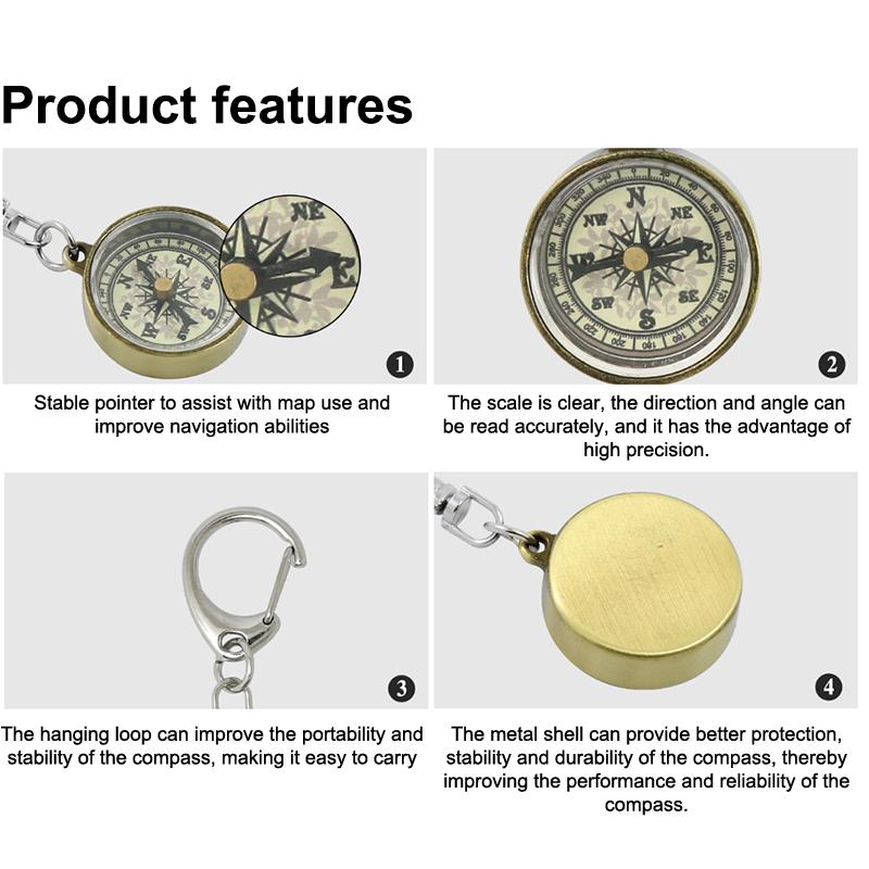 クライミング用具キーホルダー、ヴィンテージツール、携帯用亜鉛 - Compass Keychain Mini のレビューと価格