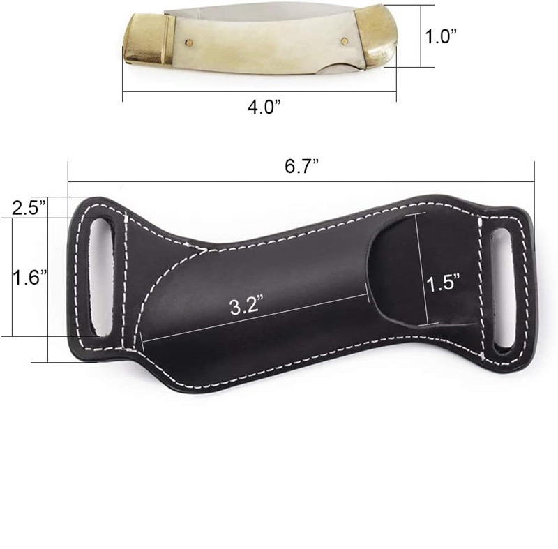 屋外用、本革製、腰に装着できるEDCナイフ用シース／ポーチ。 - Leather Edc. Carry Pouch のレビューと価格