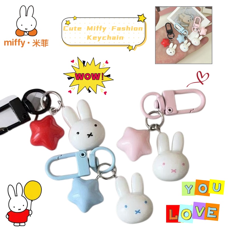 かわいいミッフィーキーホルダー、キュートなウサギと五芒星のチ - Carabiner Keychain のレビューと価格